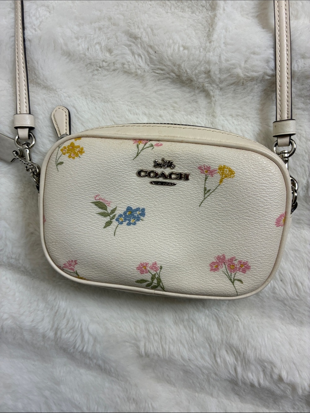 Coach Cream Floral Leather Crossbody Bag